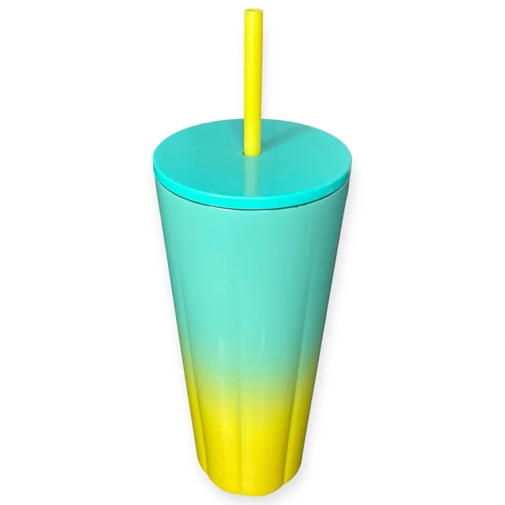 Starbucks Tumbler 2021 Summer Ombré Teal Yellow Stainless 24 oz VENTI 💎OOP💎